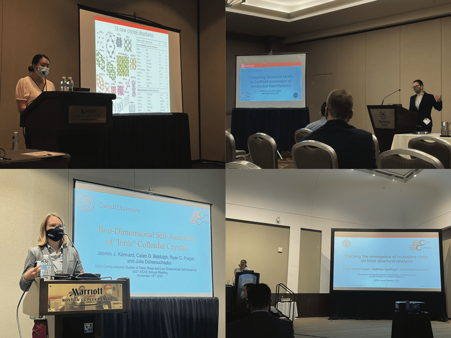 Four PhD students giving conference presentation at the 2021 AIChE Annual Meeting.